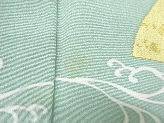  扇に草花模様単衣訪問着